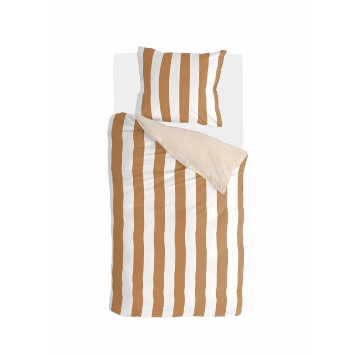 Classic Stripe dekbedovertrek 140x220cm cognac