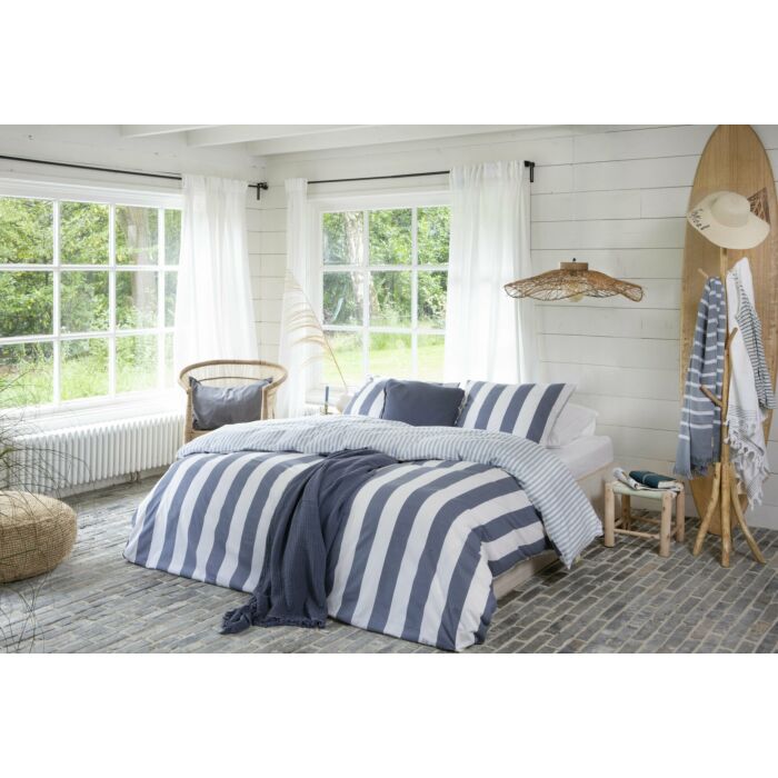 Classic Stripe dekbedovertrek 155x220cm blauw