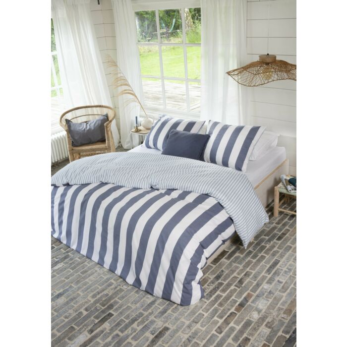 Classic Stripe dekbedovertrek 155x220cm blauw