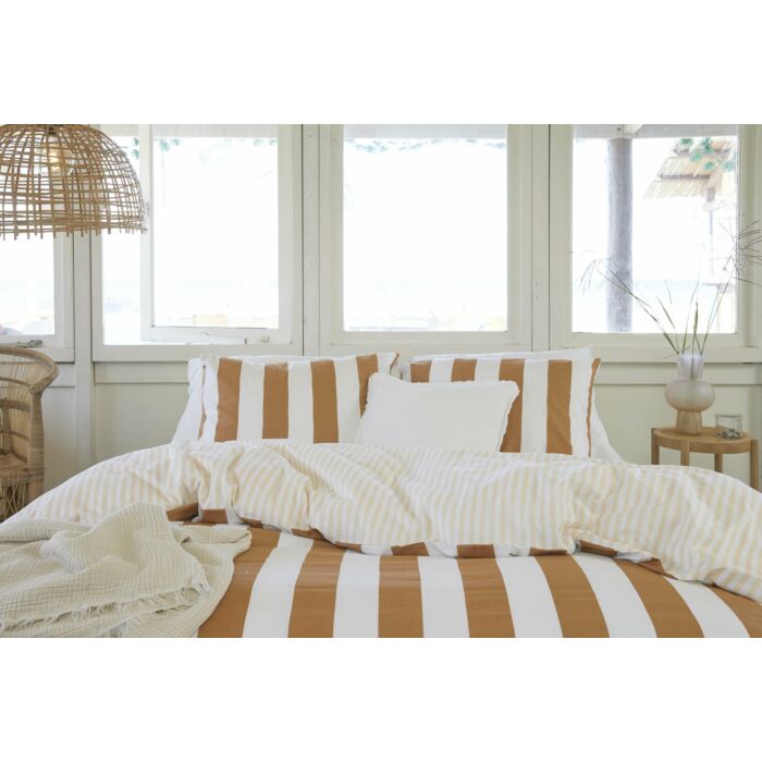 Classic Stripe dekbedovertrek 140x220cm cognac