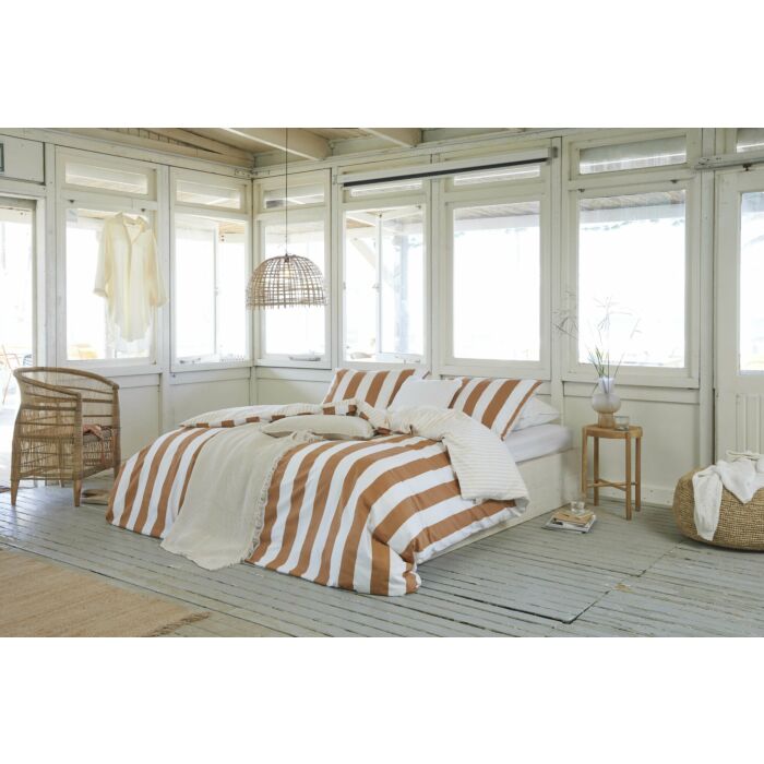 Classic Stripe dekbedovertrek 140x220cm cognac