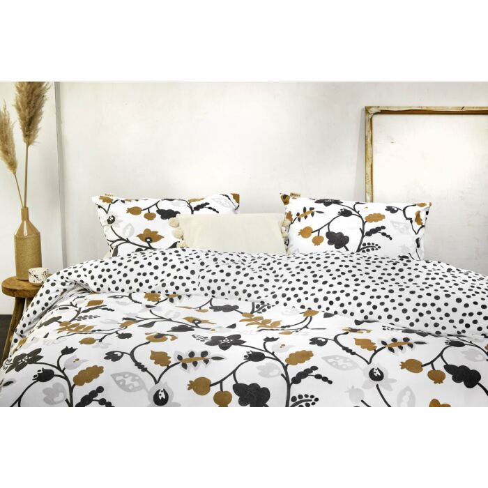 Dots & Flowers dekbedovertrek 200x220cm wit