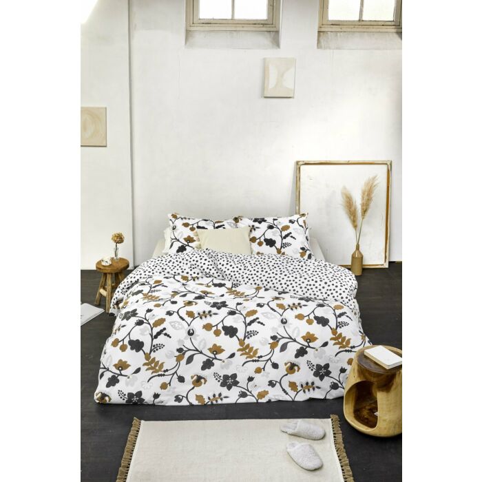 Dots & Flowers dekbedovertrek 200x220cm wit