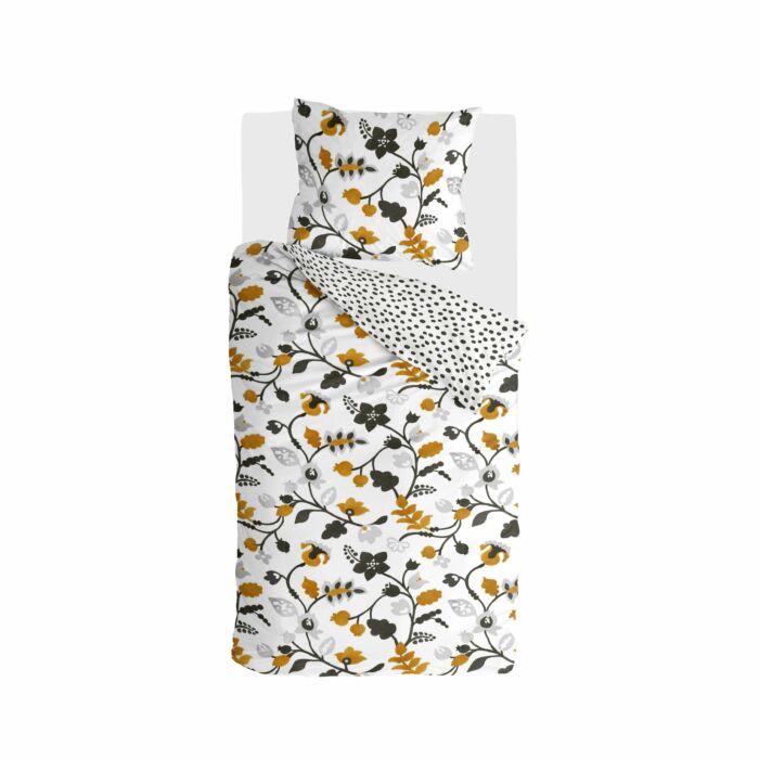 Dots & Flowers dekbedovertrek 135x200cm wit