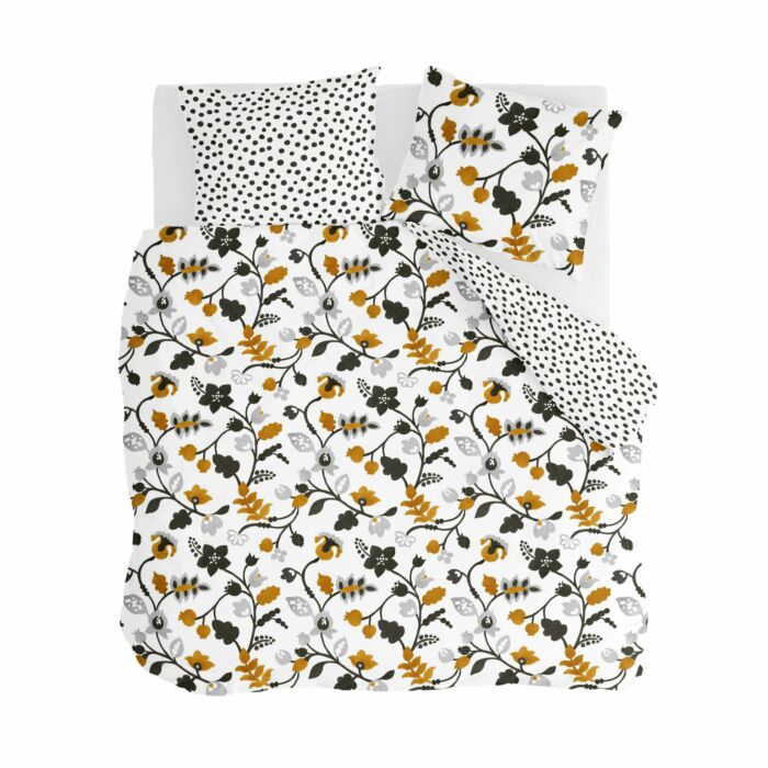 Dots & Flowers dekbedovertrek 200x220cm wit