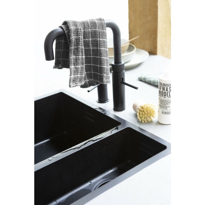 Dry with Cubes vaatdoek 30x30cm off-black (3 stuks)