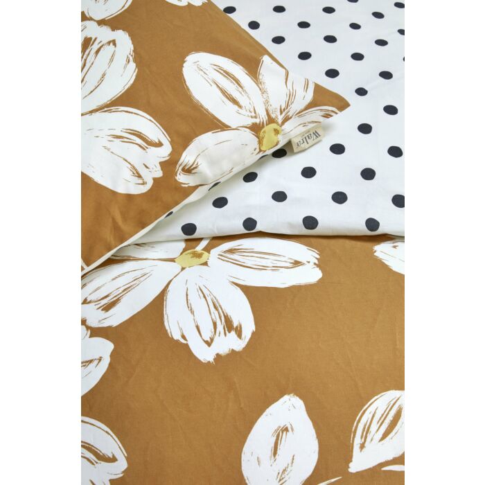 Fancy Flowers dekbedovertrek 140x220cm cognac
