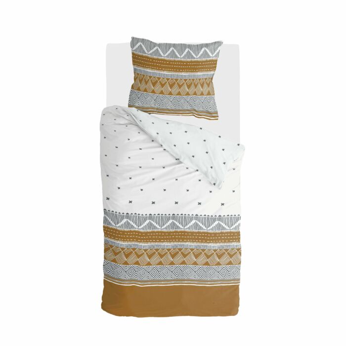 Ikat Dreams dekbedovertrek 135x200cm wit/cognac