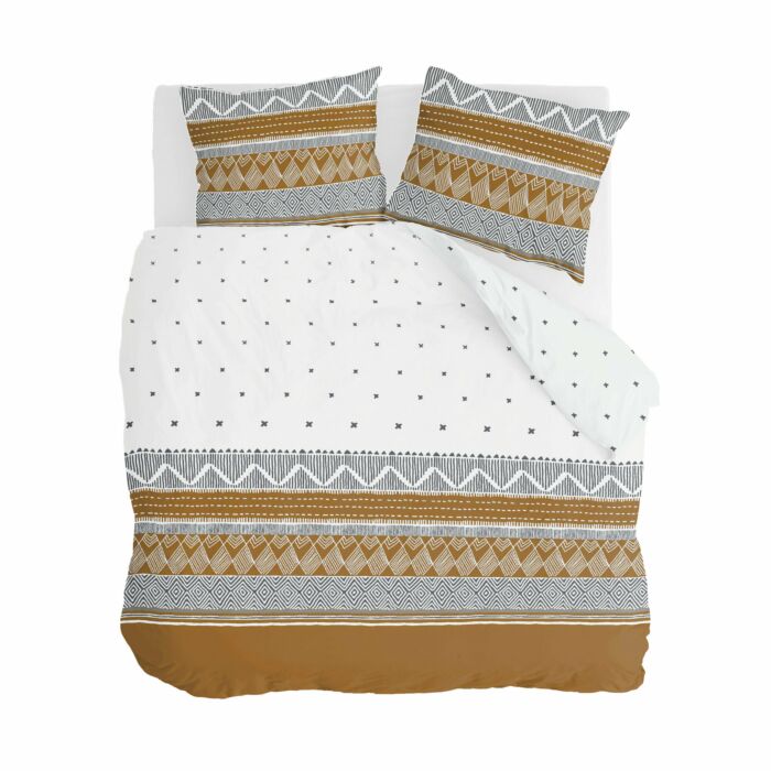 Ikat Dreams dekbedovertrek 200x200cm wit/cognac