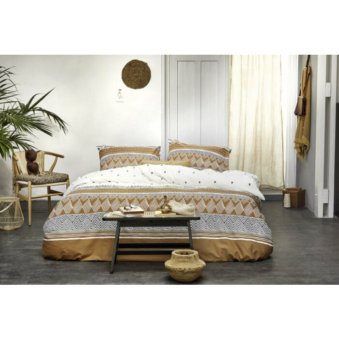 Ikat Dreams dekbedovertrek 155x220cm wit/cognac