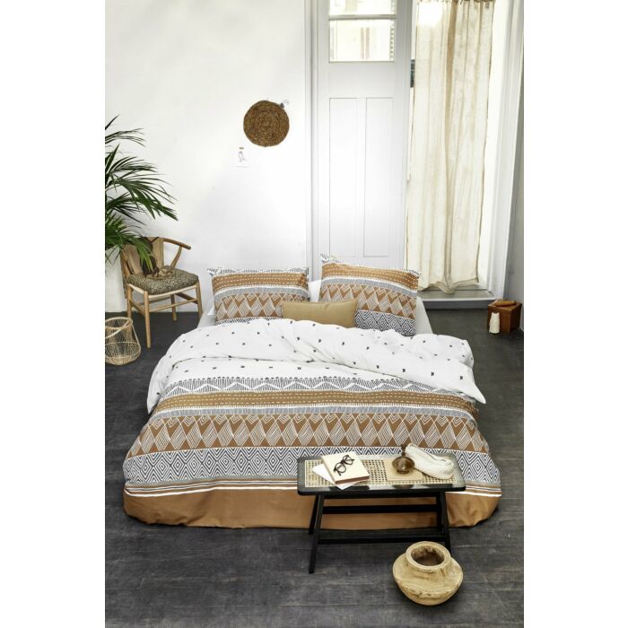 Ikat Dreams dekbedovertrek 155x220cm wit/cognac