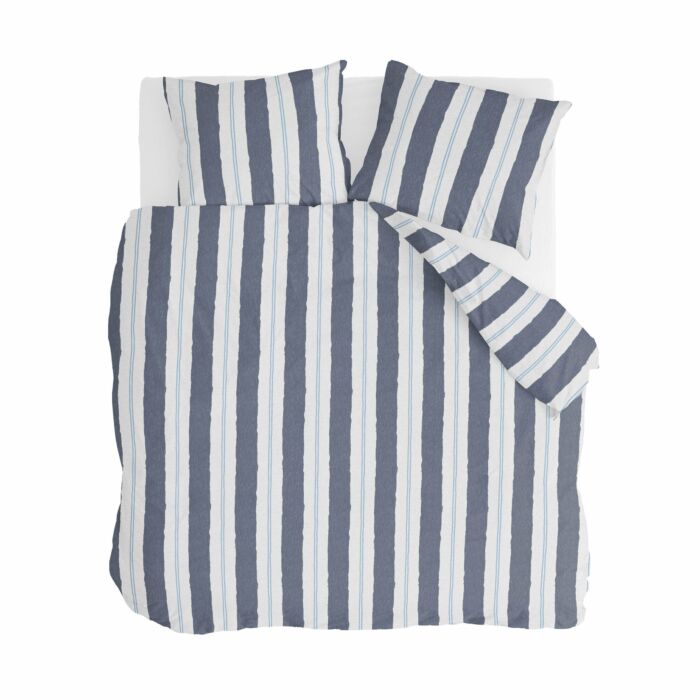 Remade Nautic Stripes dekbedovertrek 240x220cm donkerblauw