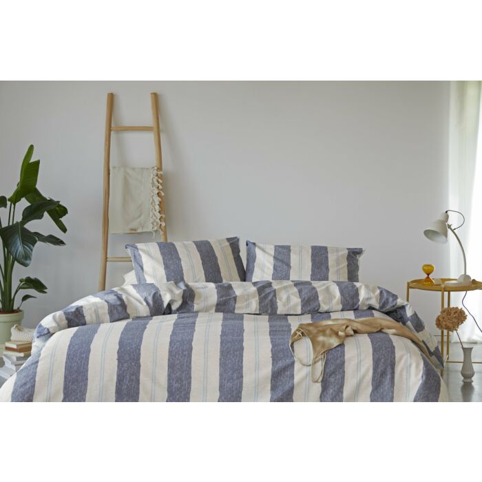 Remade Nautic Stripes dekbedovertrek 155x220cm donkerblauw