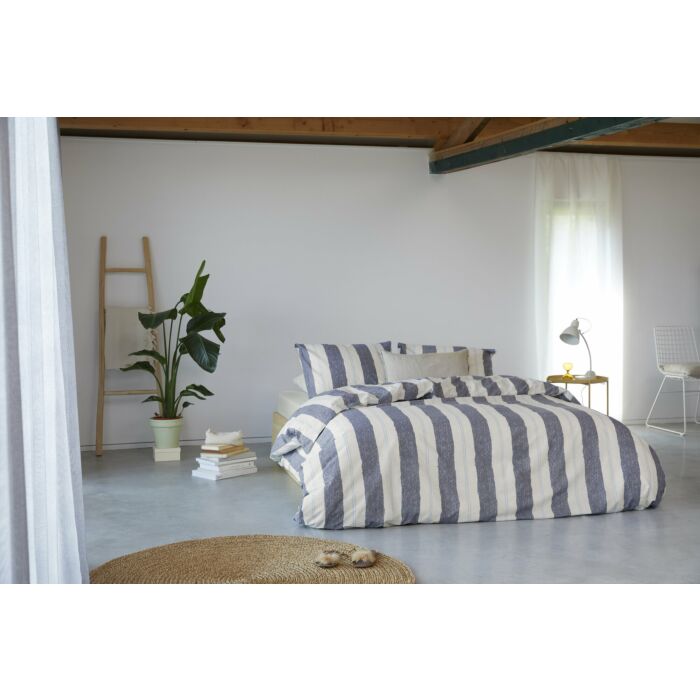 Remade Nautic Stripes dekbedovertrek 155x220cm donkerblauw