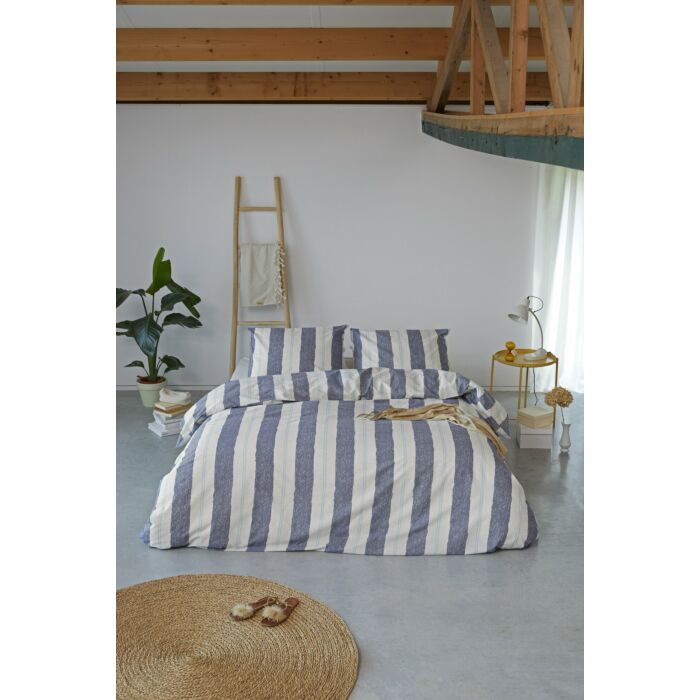 Remade Nautic Stripes dekbedovertrek 155x220cm donkerblauw