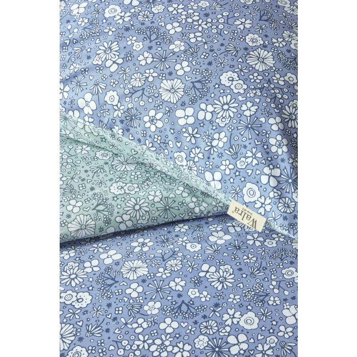 Retro Flowers dekbedovertrek 155x220cm blauw/jade