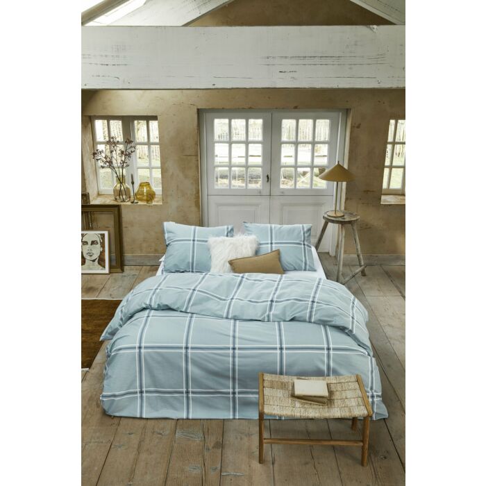 Soft Squares dekbedovertrek 140x220cm blauw