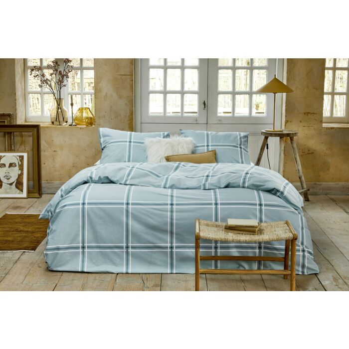 Soft Squares dekbedovertrek 135x200cm blauw