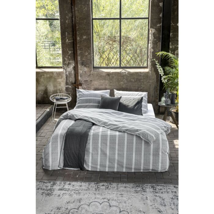 Stripe Along dekbedovertrek 200x200cm antraciet