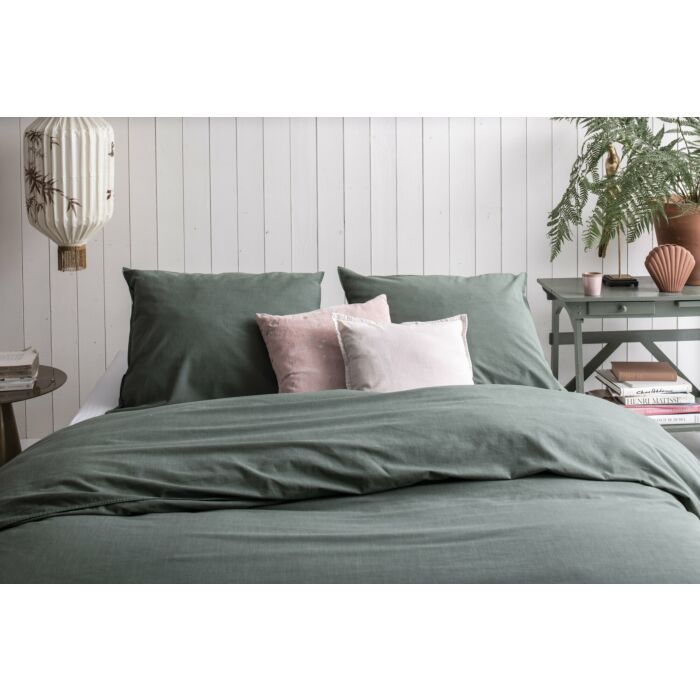Vintage Cotton dekbedovertrek 140x220cm donkergroen