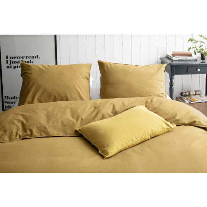 Vintage Cotton dekbedovertrek 240x220cm honing mosterd
