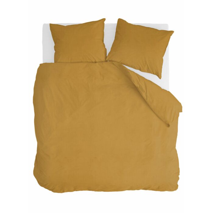 Vintage Cotton dekbedovertrek 240x220cm honing mosterd