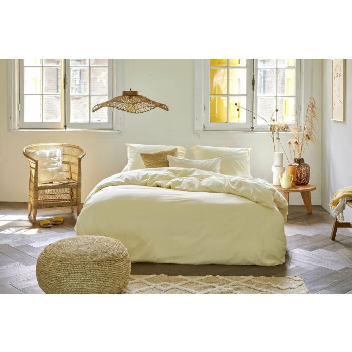 Vintage Cotton dekbedovertrek 200x220cm geel