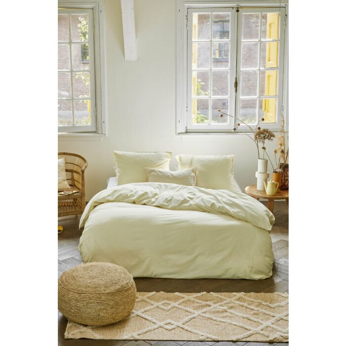 Vintage Cotton dekbedovertrek 200x220cm geel