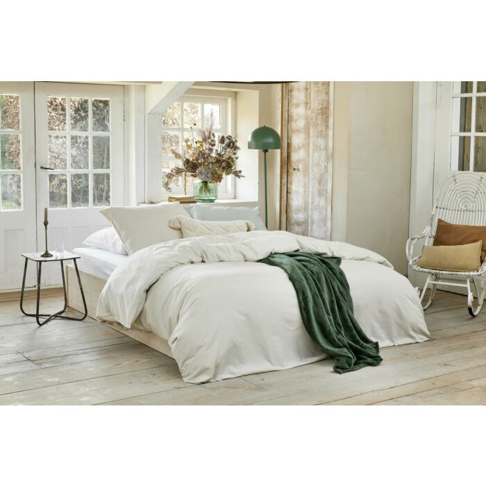 Vintage Flannel dekbedovertrek 135x200cm zandkleur
