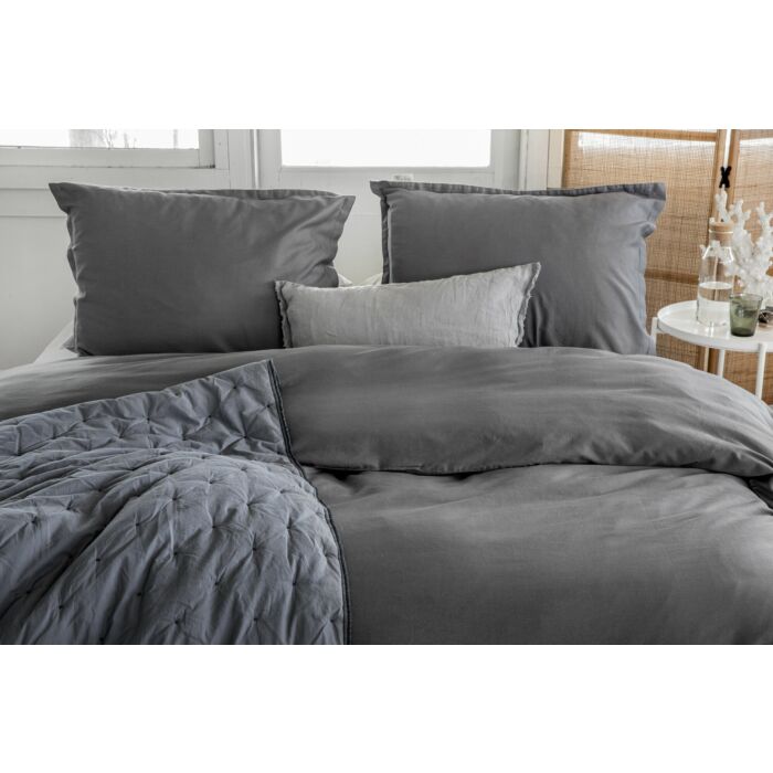 Vintage Satin dekbedovertrek 200x220cm antraciet