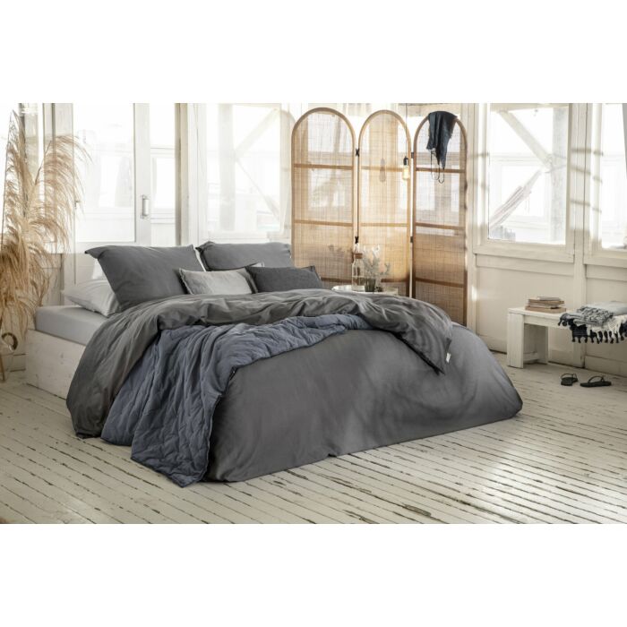 Vintage Satin dekbedovertrek 140x220cm antraciet