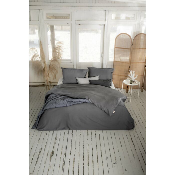 Vintage Satin dekbedovertrek 140x220cm antraciet