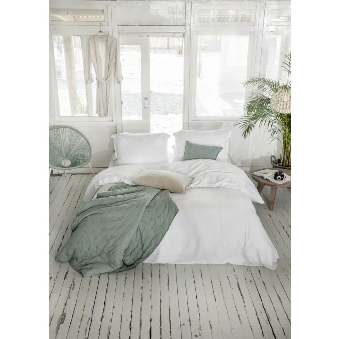 Vintage Satin dekbedovertrek 200x220cm wit