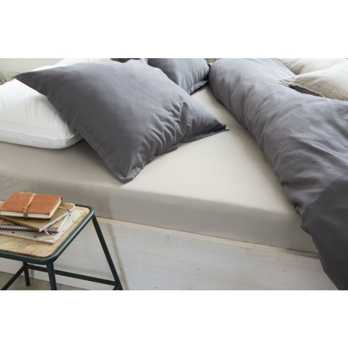 Crispy Cotton hoeslaken 180x220cm zandkleur