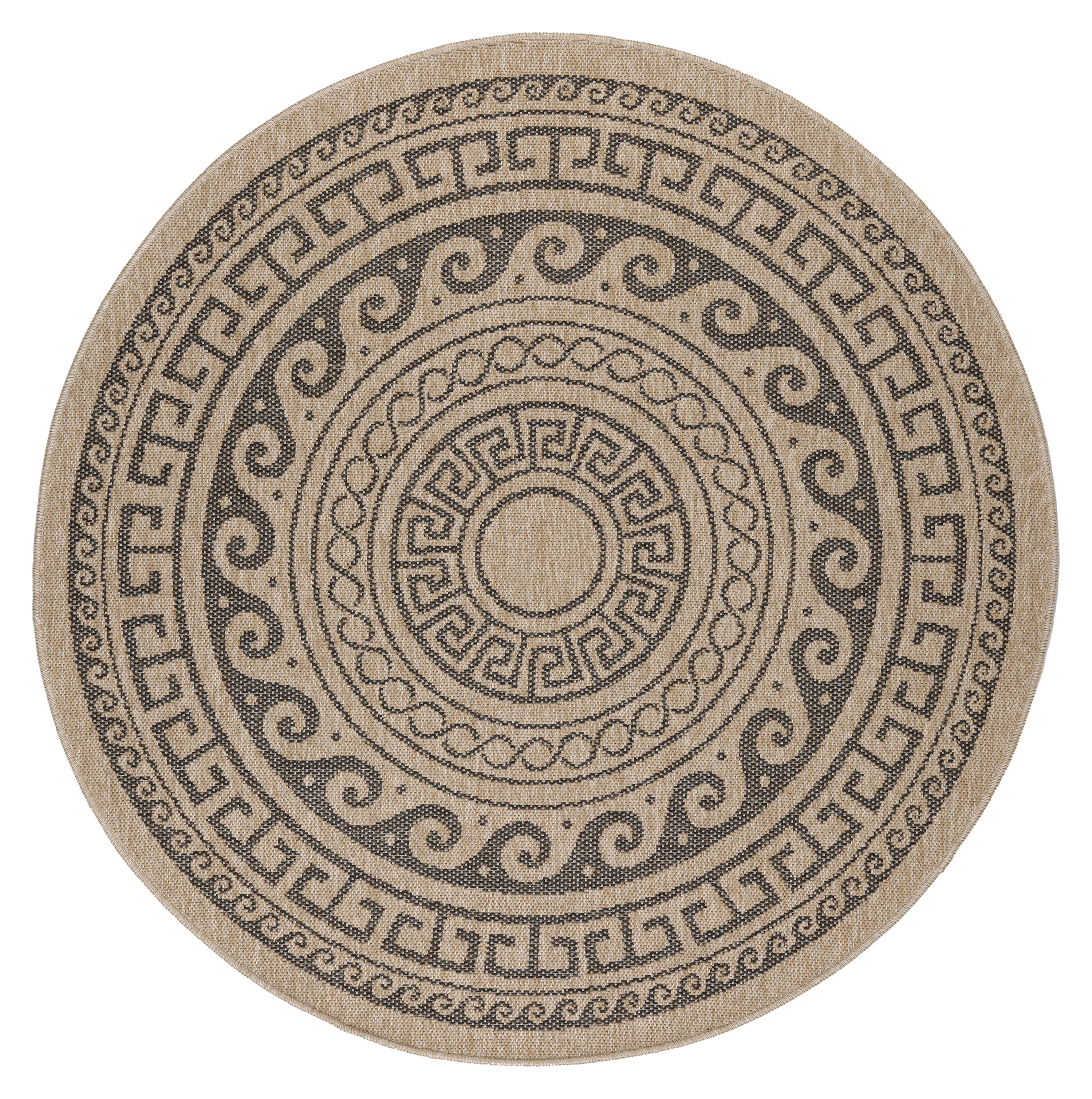 Comilla Rishi tapis extérieur/intérieur rond Ø 160cm jute noir