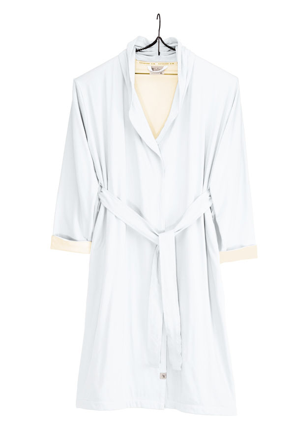 Soft Jersey Robe badjas S/M wit/kiezelgrijs