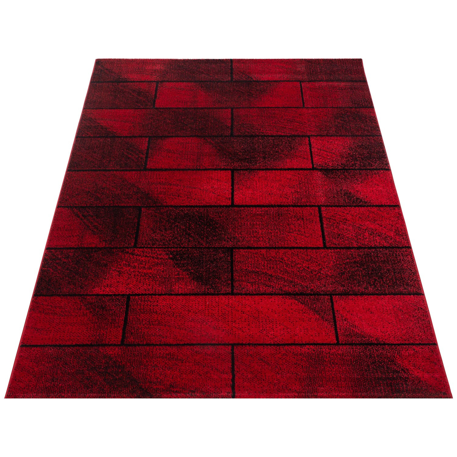 Beta Walx tapis poils ras rectangle 120x170cm rouge
