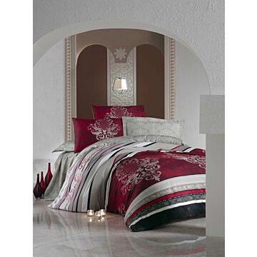 Saten Line housse de couette 200x220cm satin azra bordeaux
