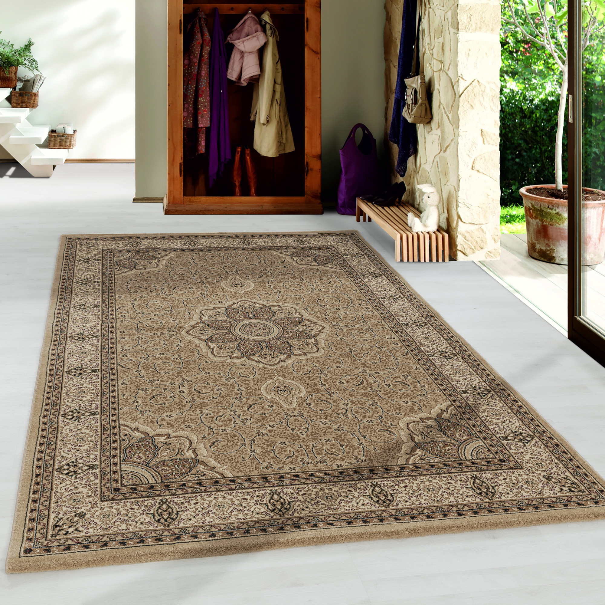 Kashmir Indi tapis poils ras rectangle 80x150cm beige
