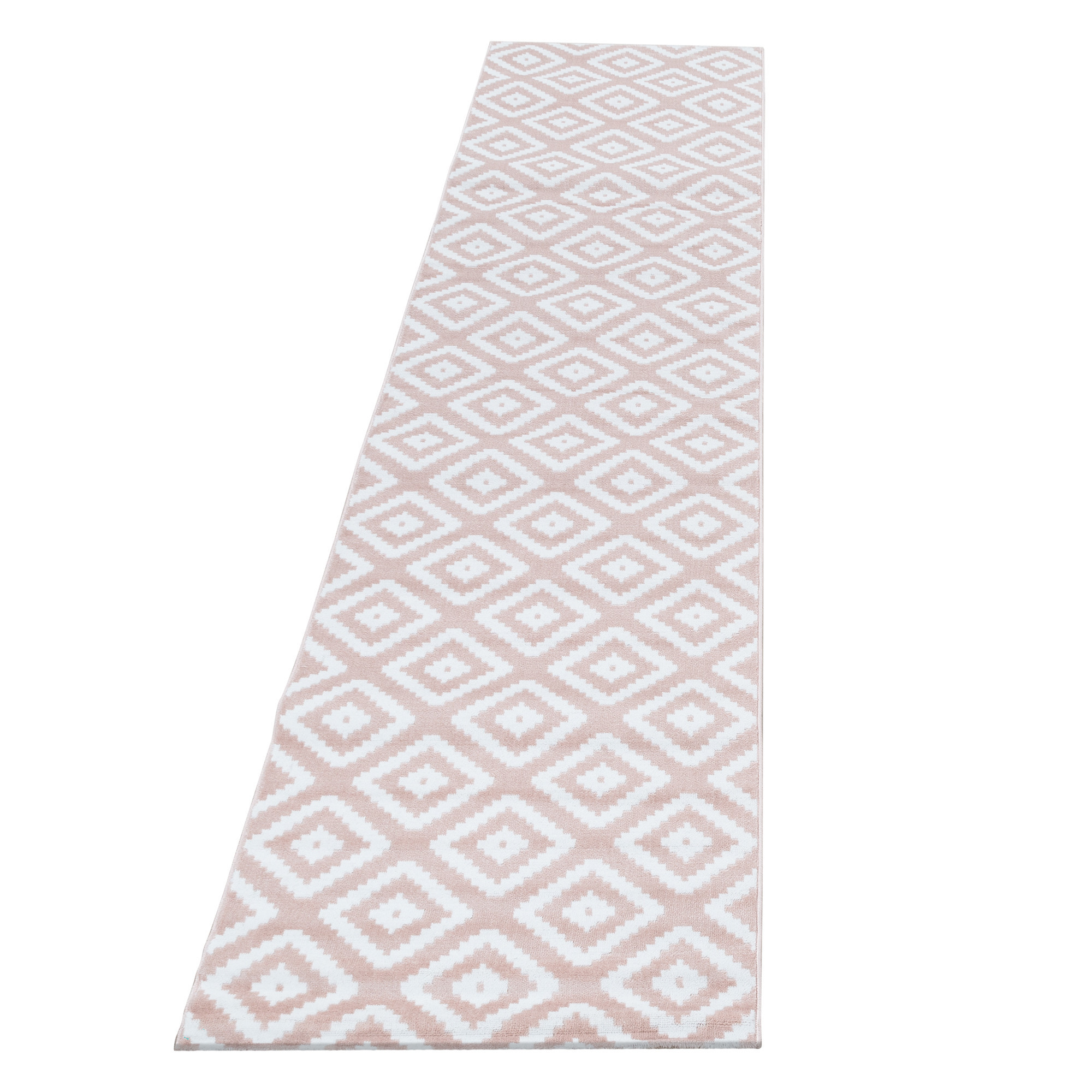 Plus Rhombus tapis poils ras coureur 80x300cm roses