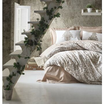 Bohem housse de couette 200x220cm coton renforcé tamara beige