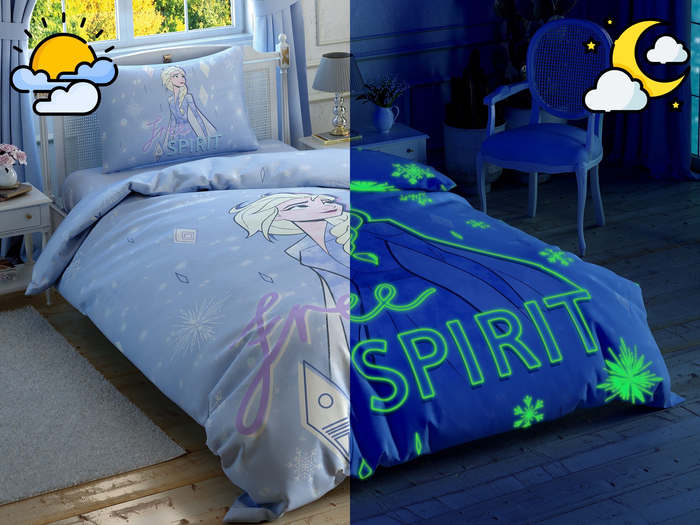 Disney Home - La Reine des neiges 2 Free Spirit Glow enfants housse de couette (licencié)