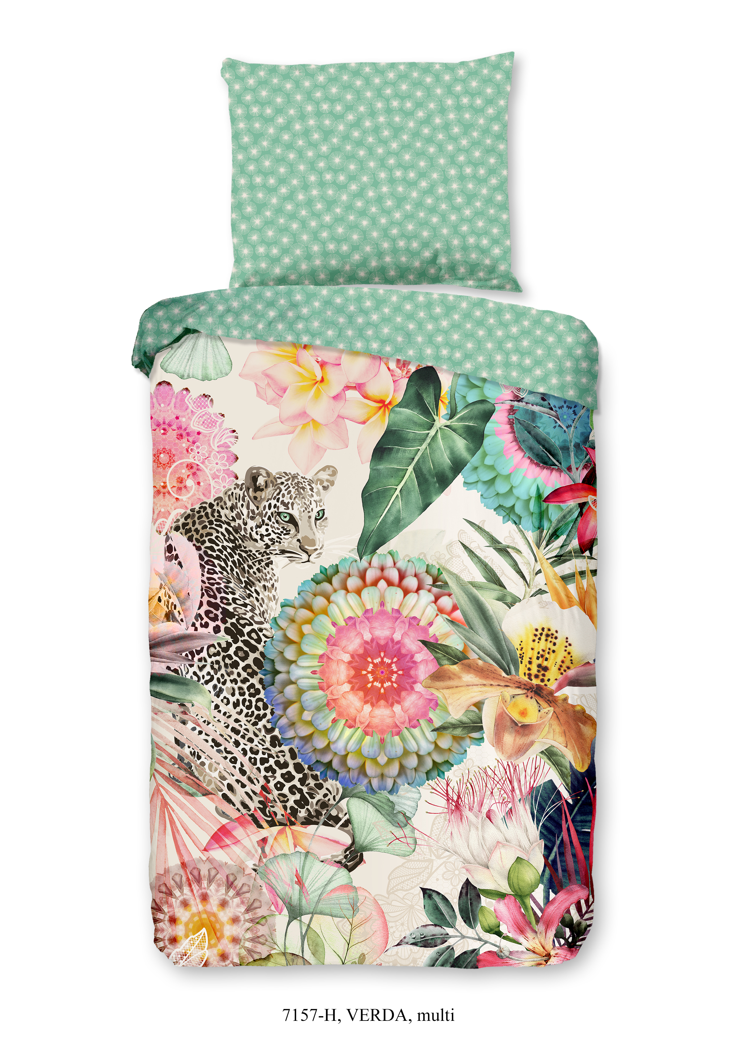 1-personne housse de couette 140x200cm satin de coton nr:7157 multicolore