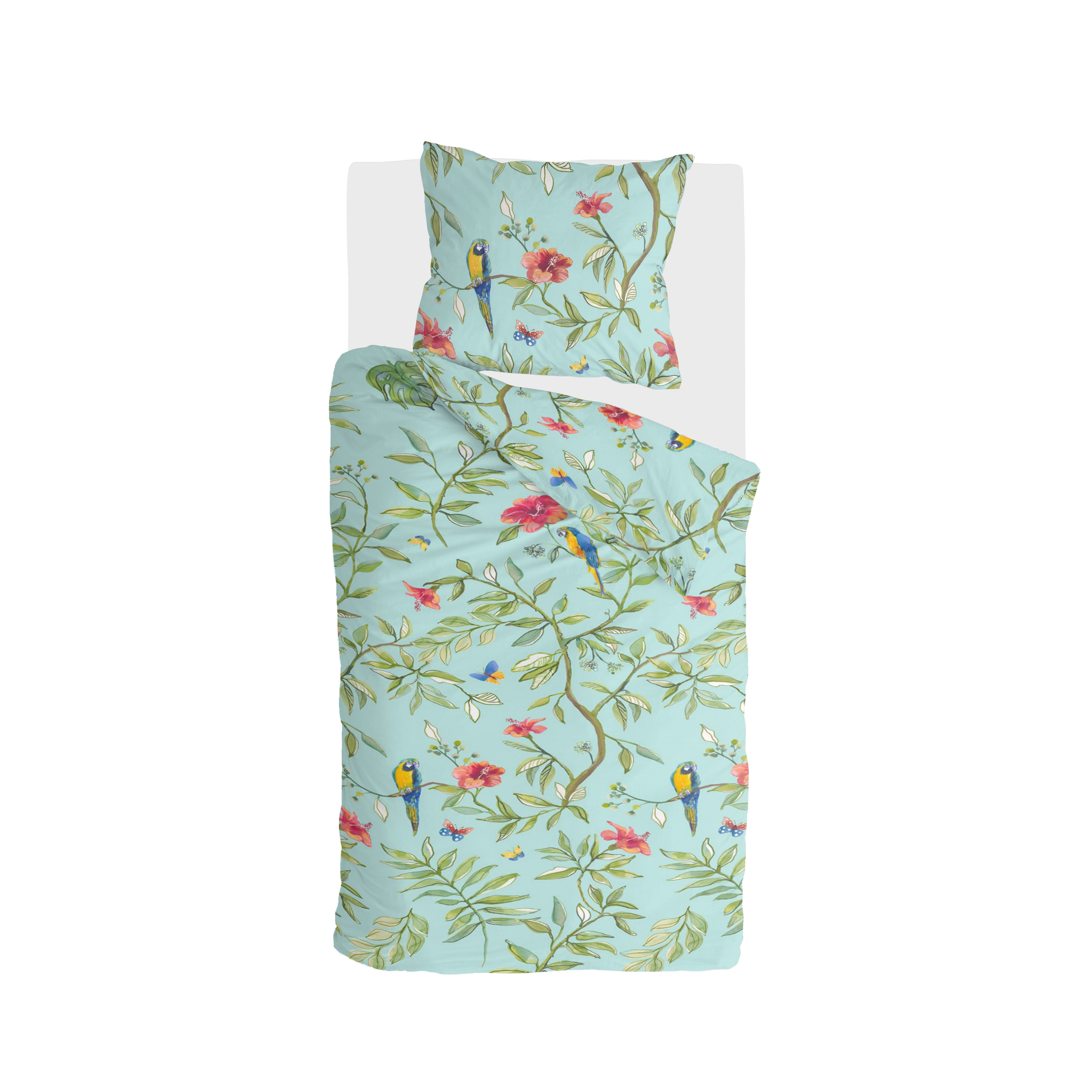 Bird Garden dekbedovertrek 135x200cm aqua blauw