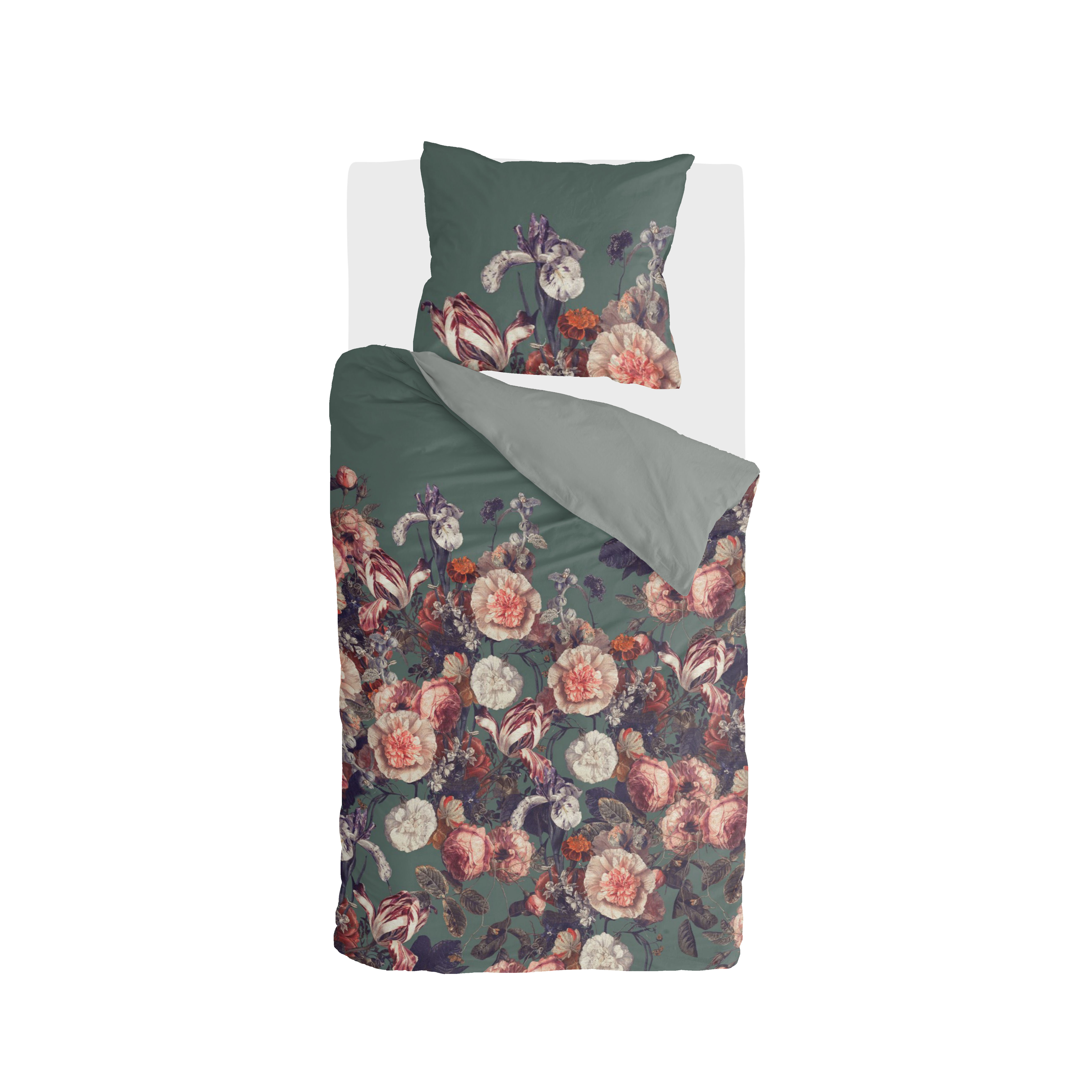 Flower Bomb dekbedovertrek 140x220cm groen