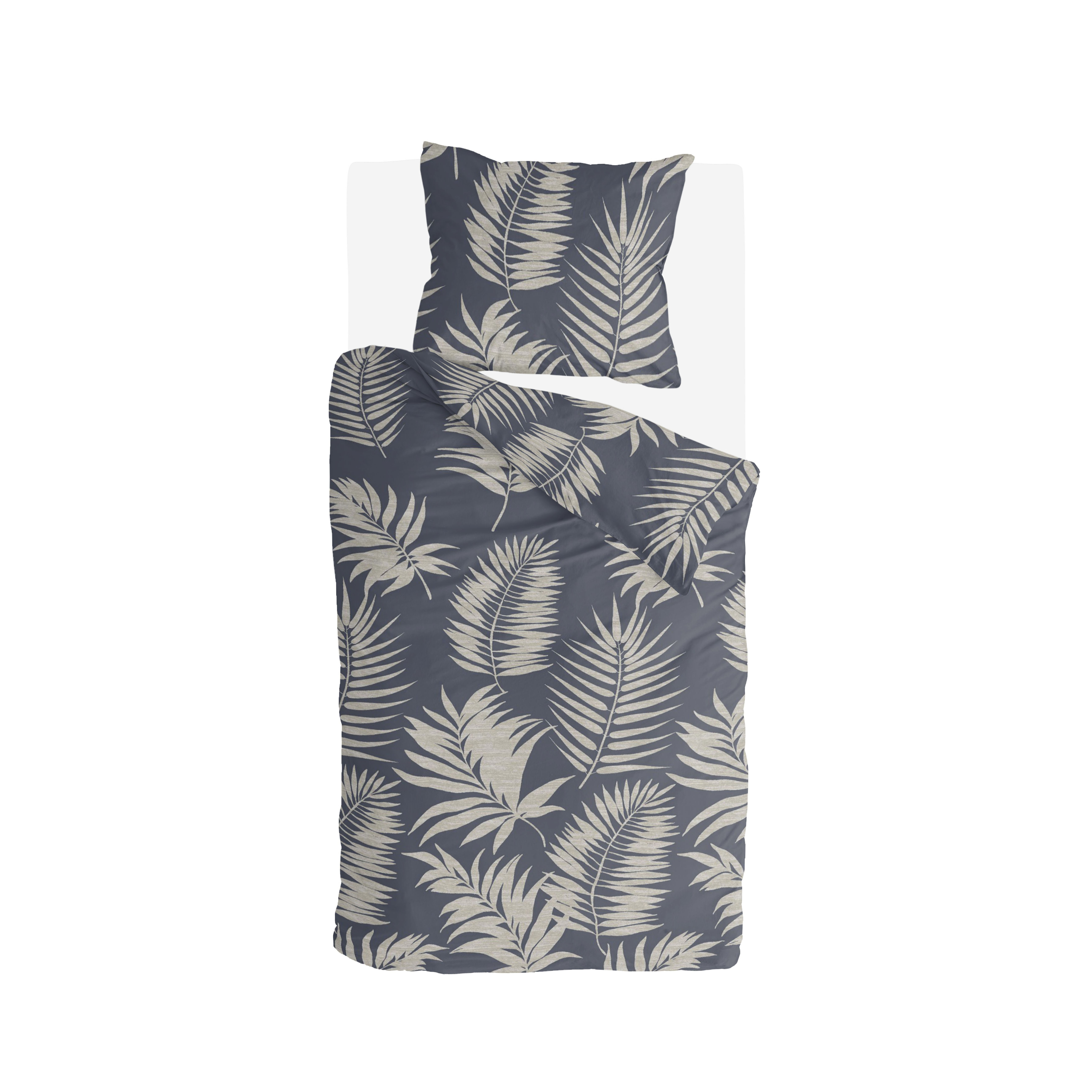 Pretty Palm dekbedovertrek 155x220cm grijs/blauw