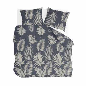 Pretty Palm dekbedovertrek 240x220cm grijs/blauw