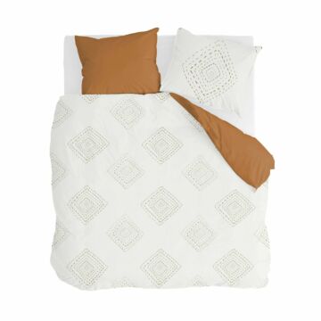Boho Stitches dekbedovertrek 240x220cm wit/cognac