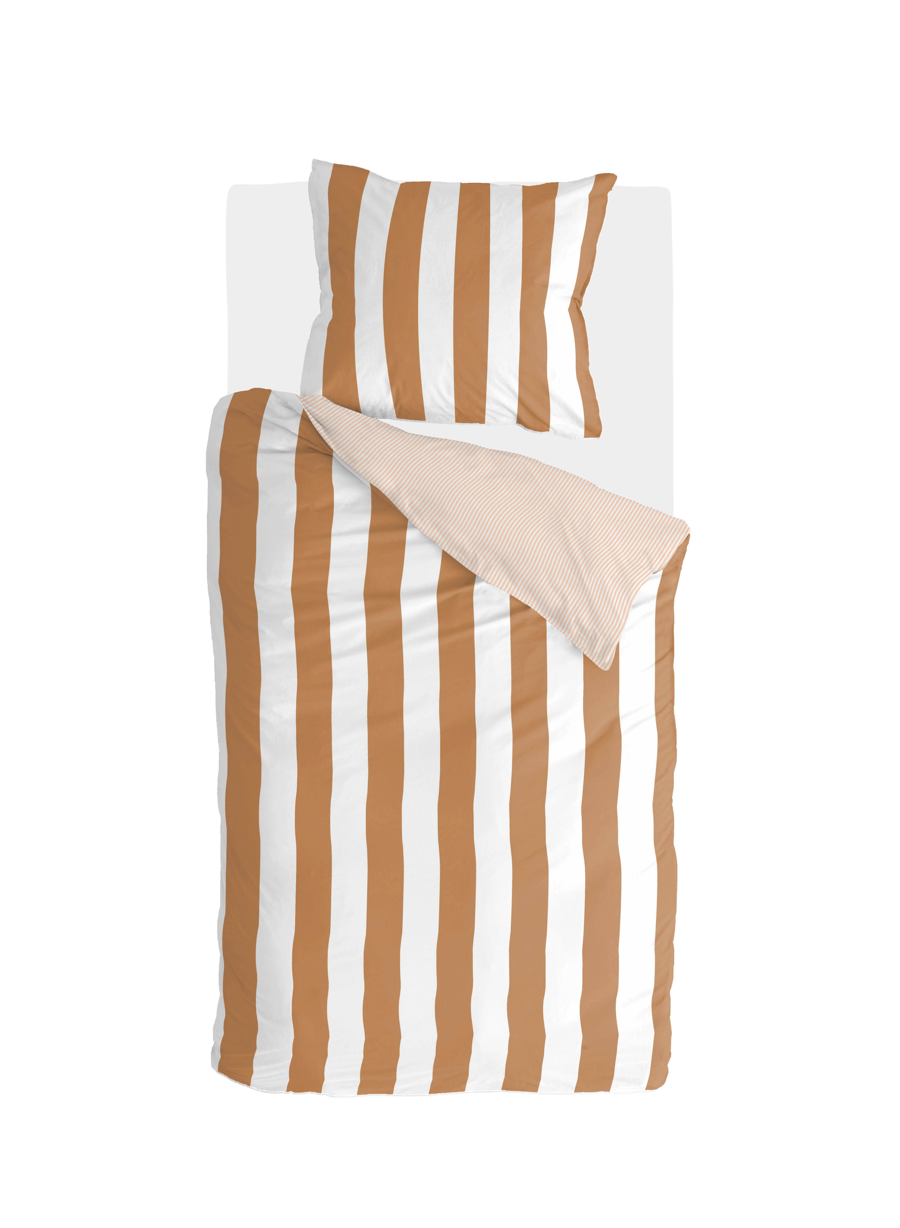 Classic Stripe dekbedovertrek 140x220cm cognac