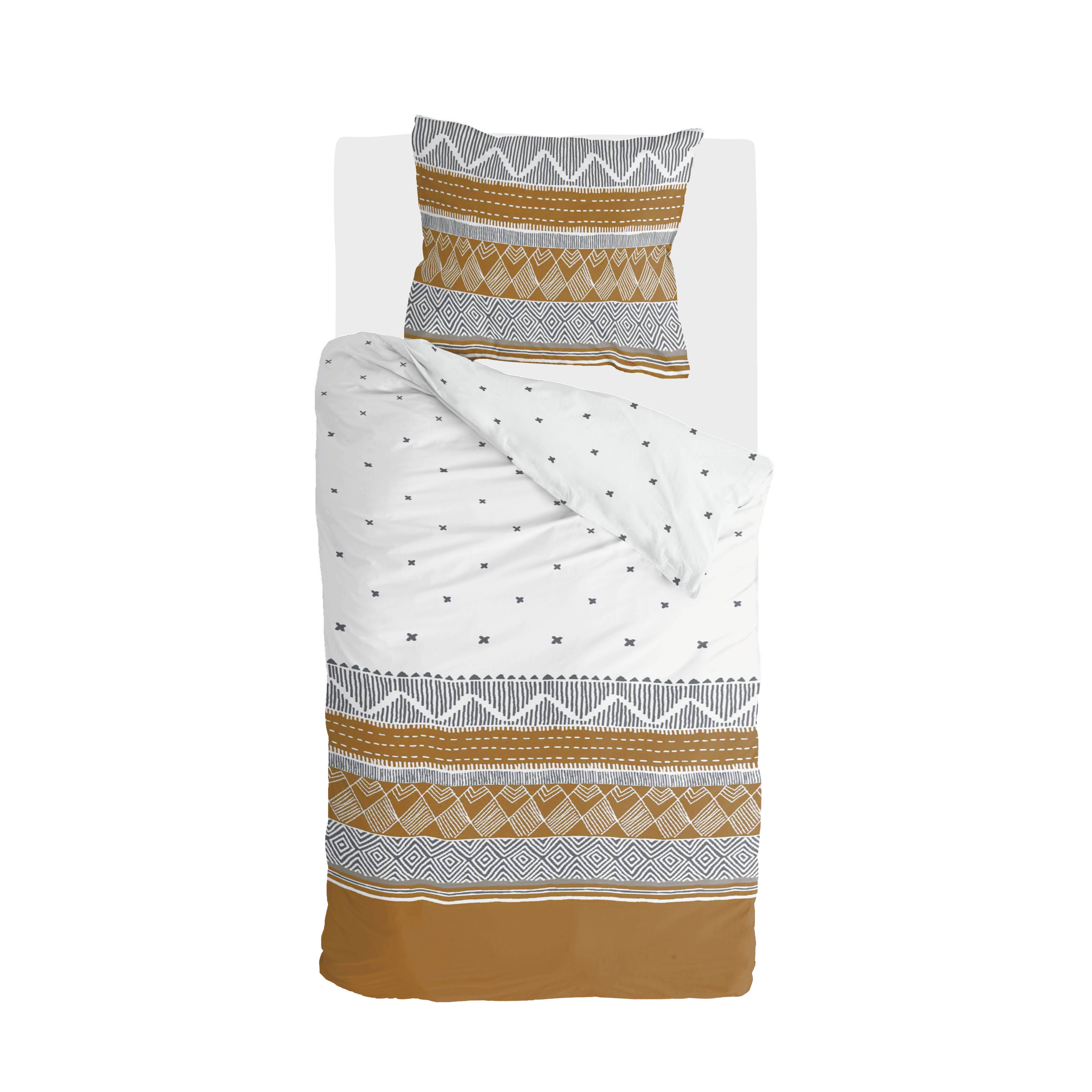 Ikat Dreams dekbedovertrek 135x200cm wit/cognac